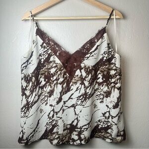 Melrose and Market White and Brown Graphic Crop‎ Camisole